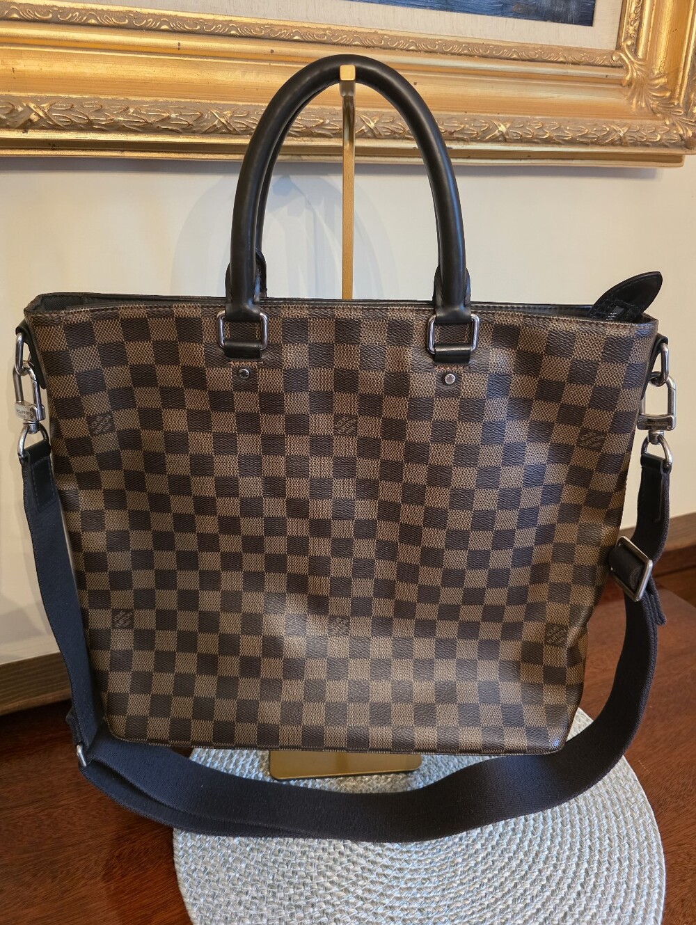 Pre-owned Louis Vuitton Damier Ebene Jake Tote Bag with Shoulder Strap